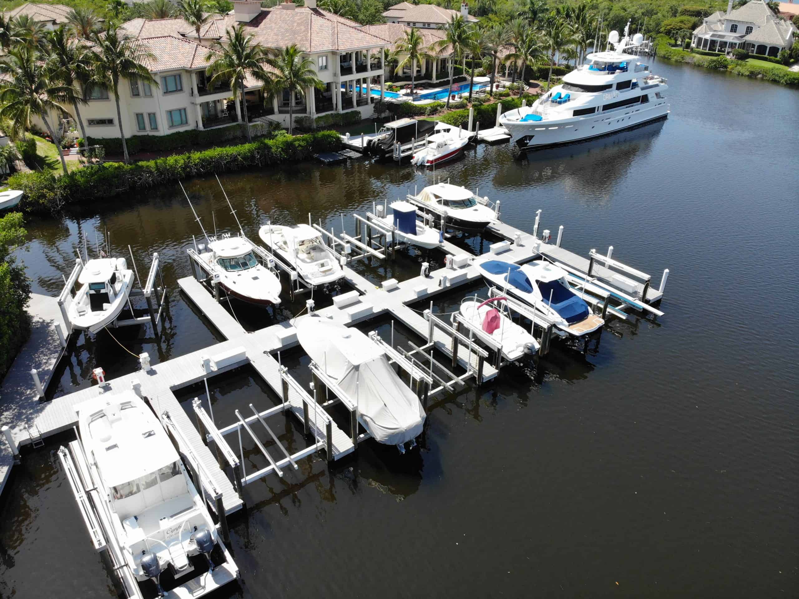 97’ Luxury End-Tie Floating Dock – St. Charles Harbour, Ft. Myers, FL
