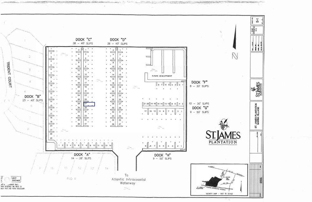 40′ Wet Slip at St. James Marina | Hurricane-Rated Marina | C Dock | St. James, NC
